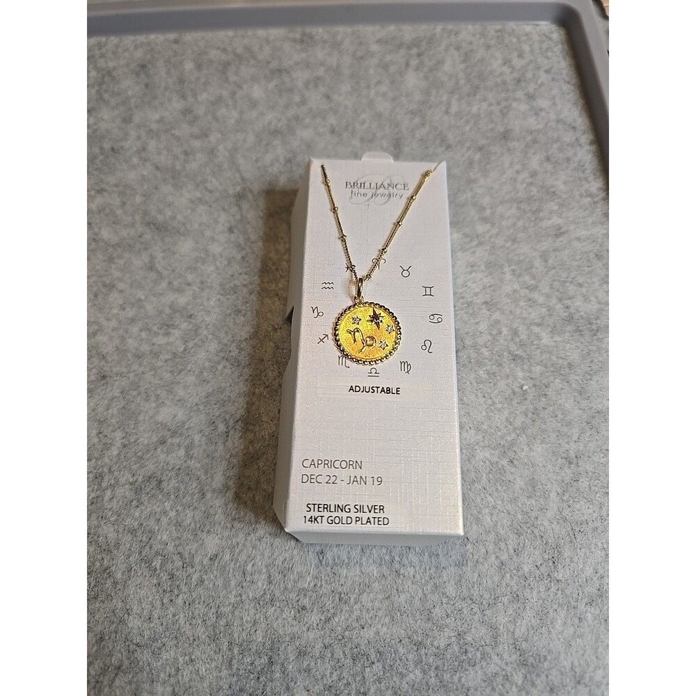 Capricorn Symbol Pendant Sterling Silver/14K Gold Plate NEW